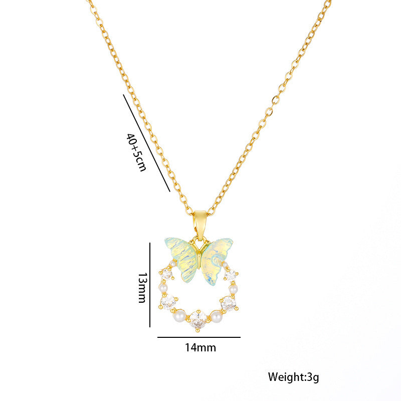 New Butterfly 18k Gold-Plated Zircon Necklace