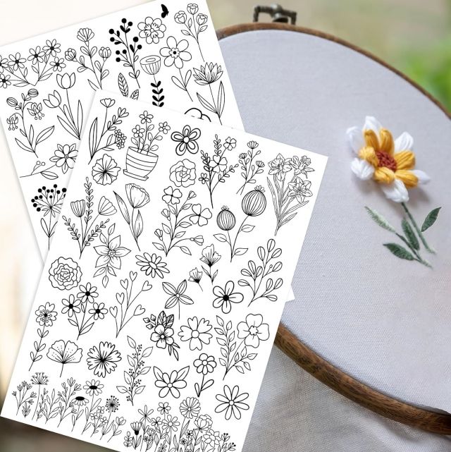 Water Soluble Flower Embroidery Sticker Sheets