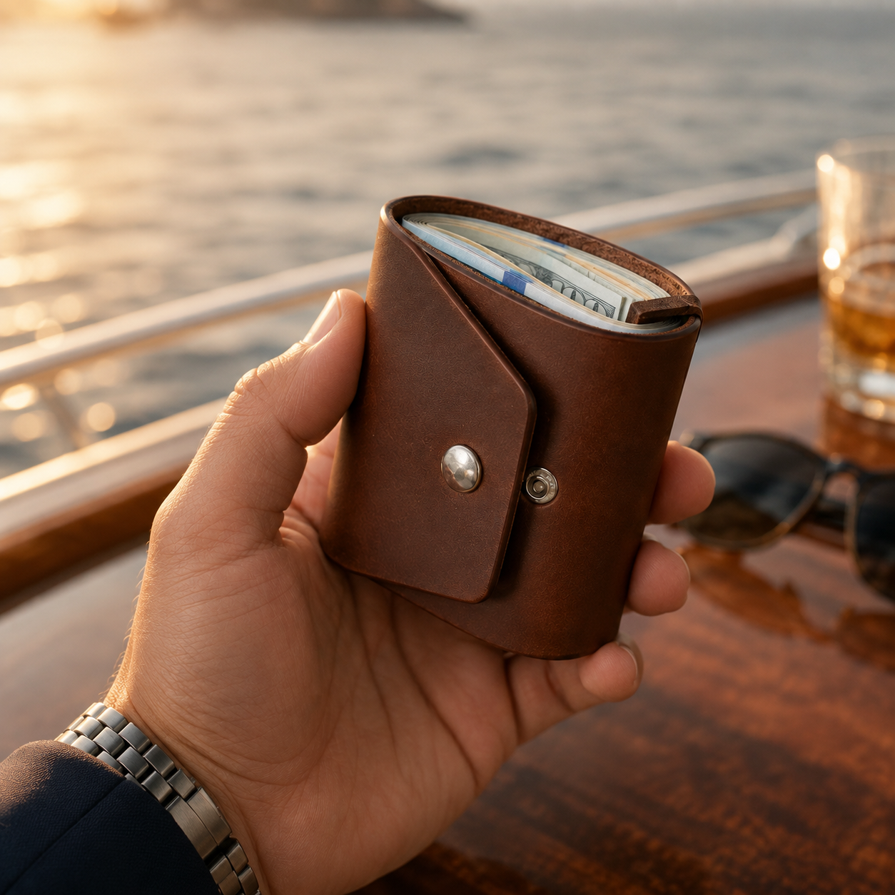 Luxury Cash Wrap Leather Organizer