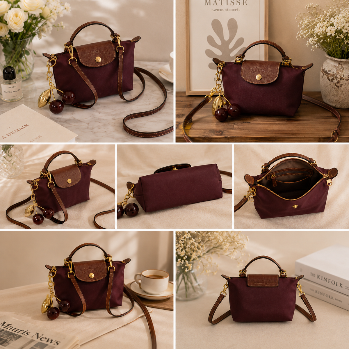 Luxury Burgundy waterproof mini Cross-body Bag