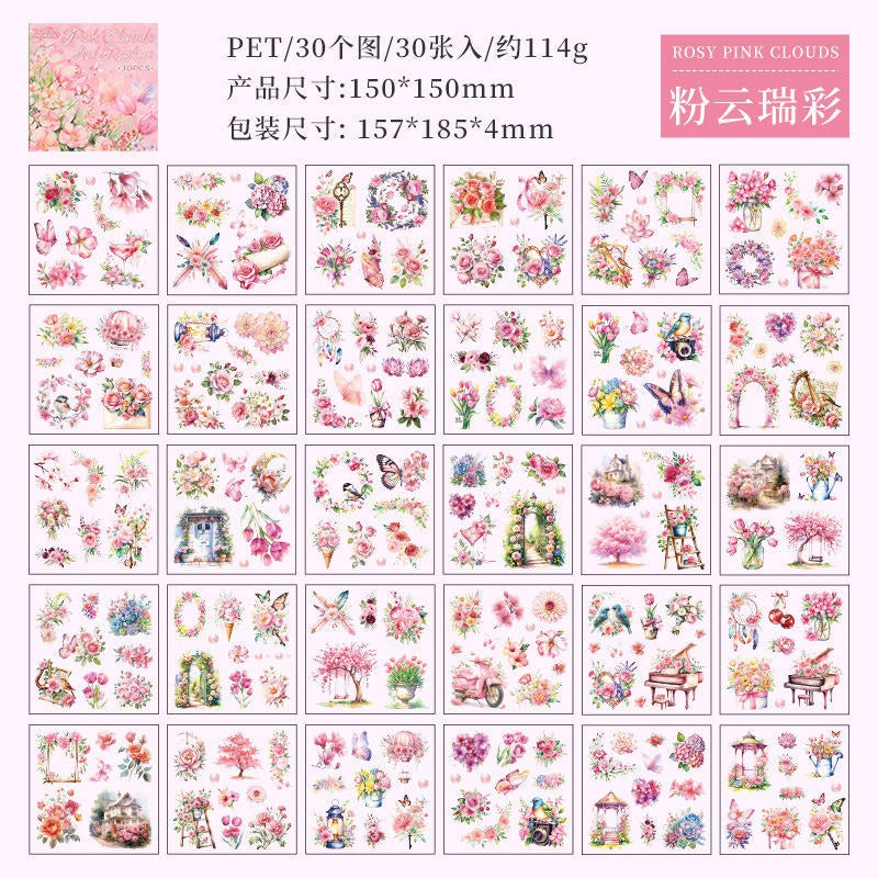 Waterproof Dewy Flowers Lovely Sticker Book