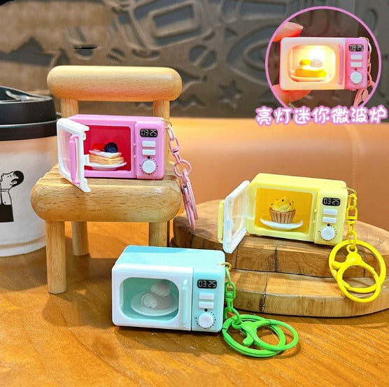 Mini LED Microwave Keychain Charm