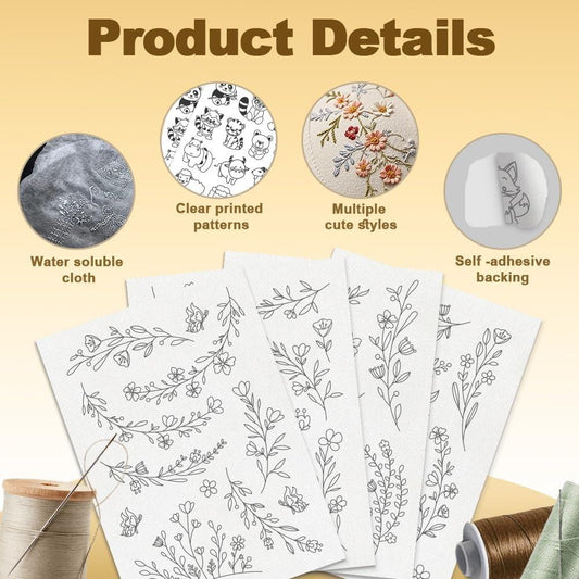 Water Soluble Flower Embroidery Sticker Sheets