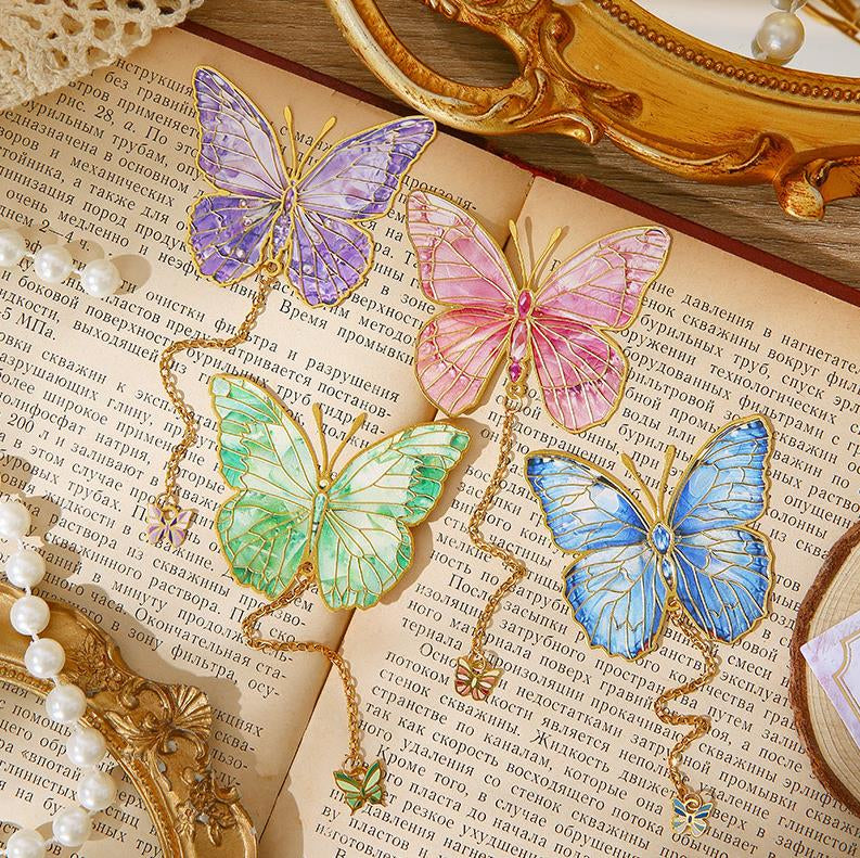 Colorful Butterfly Metal Crafts Bookmark With Pendant