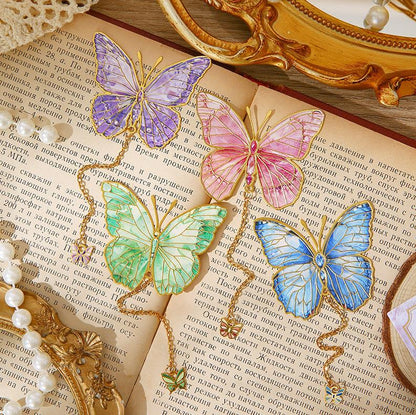 Colorful Butterfly Metal Crafts Bookmark With Pendant