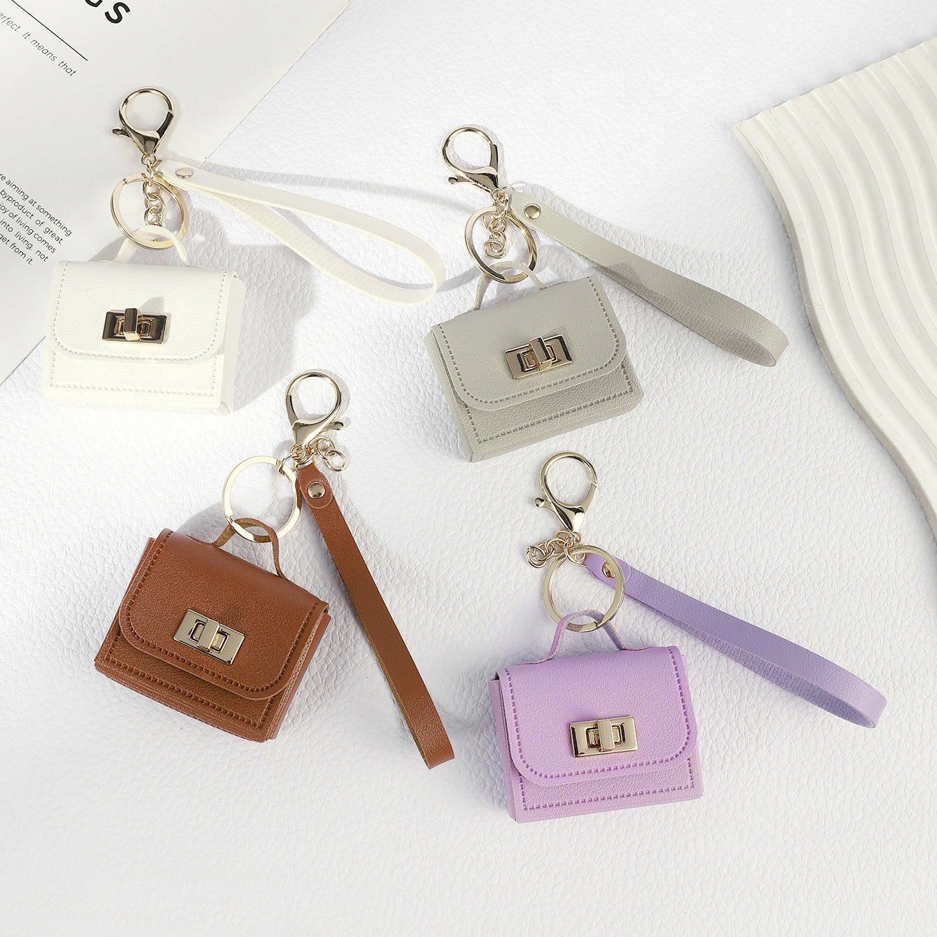 Mini PU Leather Pouch Keychain