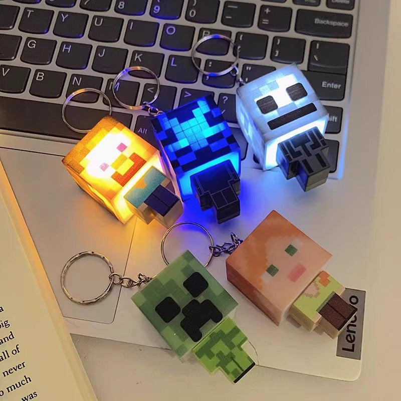 Minecraft Light Keychain Novelty Pendant Cartoon