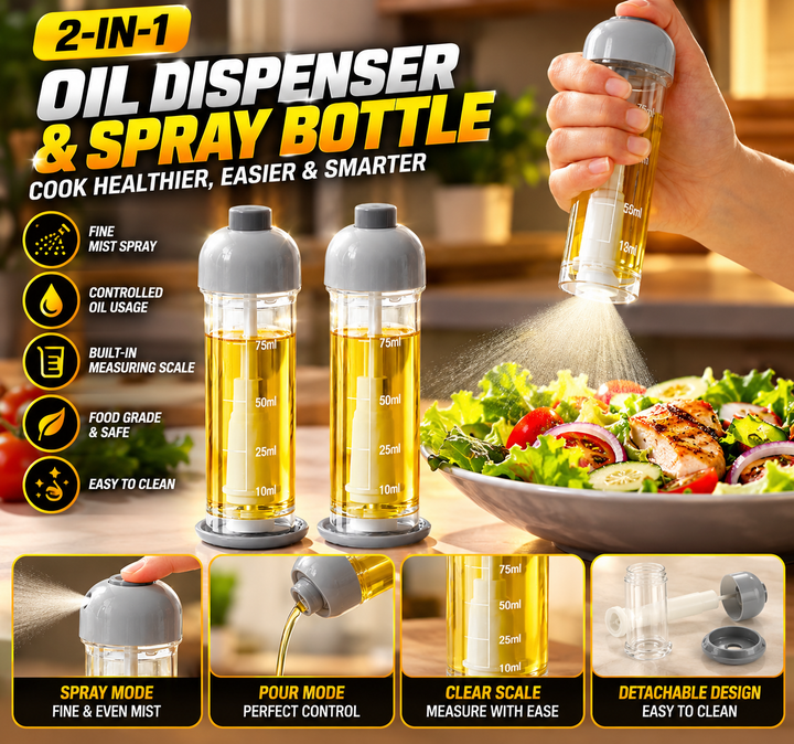 2-in-1 Kitchen Oil Dispenser Bottle with Measuring Scale for Cooking