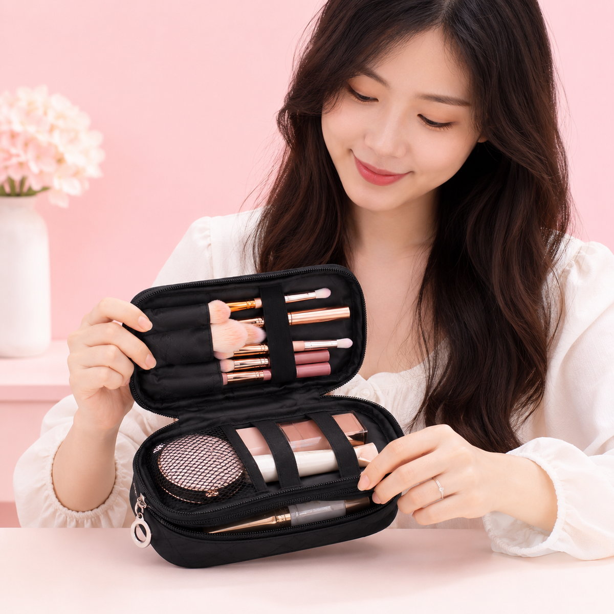 Luxury Quilted Travel Cosmetic Bag