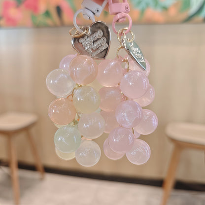 Crystal Acrylic Grape Cluster Keychain Pendant