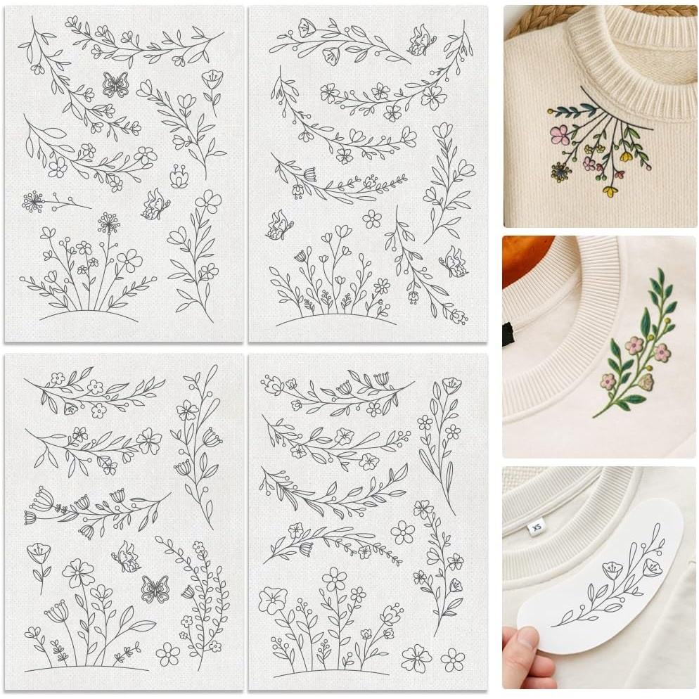 Water Soluble Flower Embroidery Sticker Sheets
