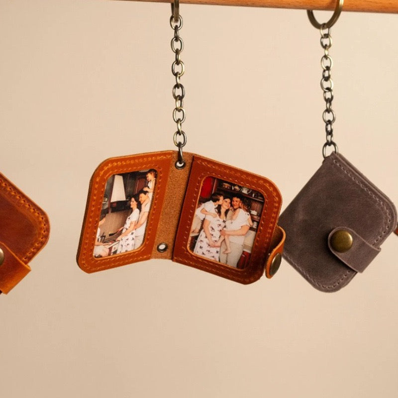 Mini Photo Frame PU Leather Keychain