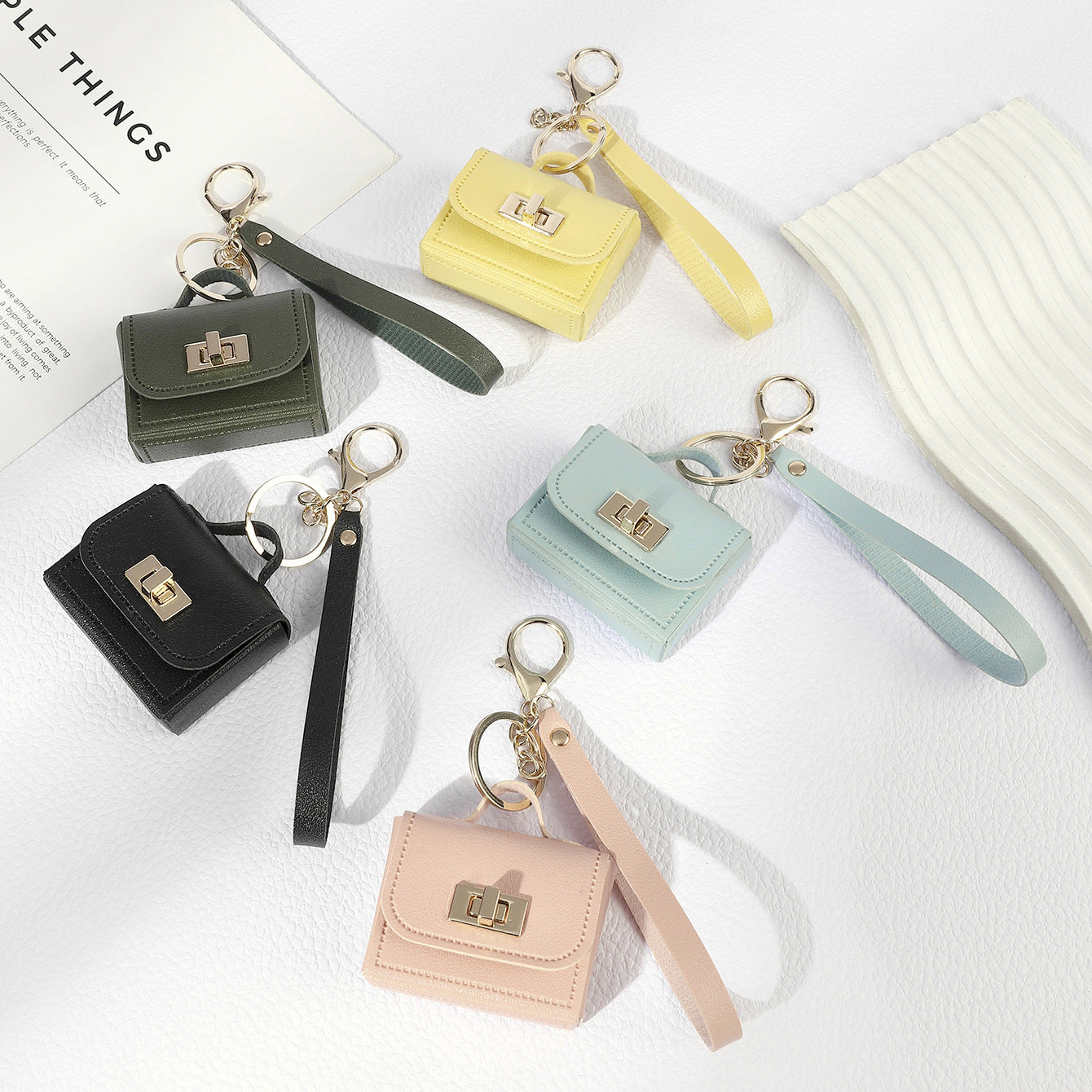 Mini PU Leather Pouch Keychain