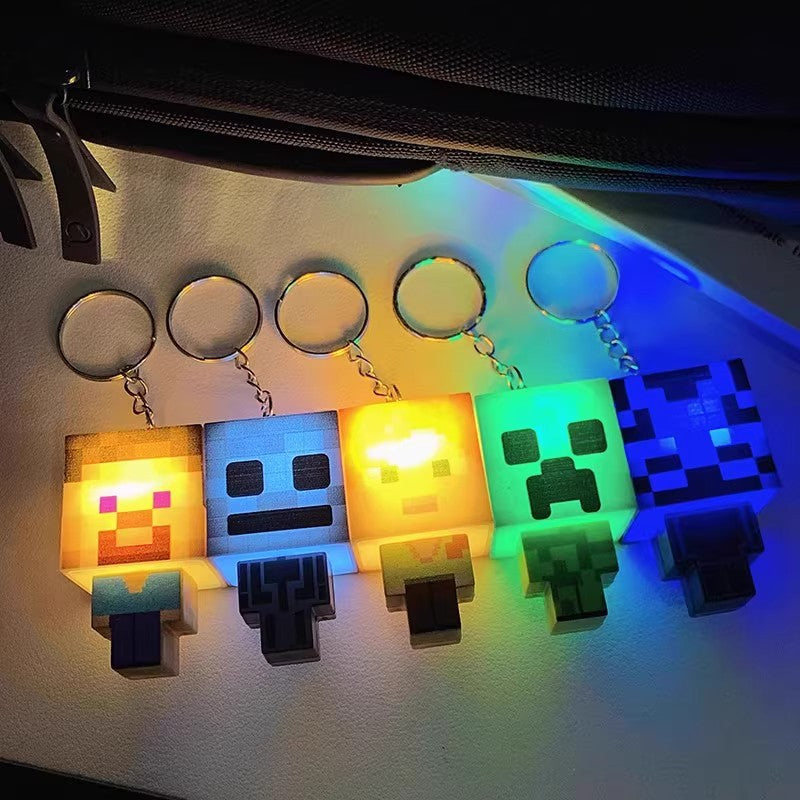 Minecraft Light Keychain Novelty Pendant Cartoon