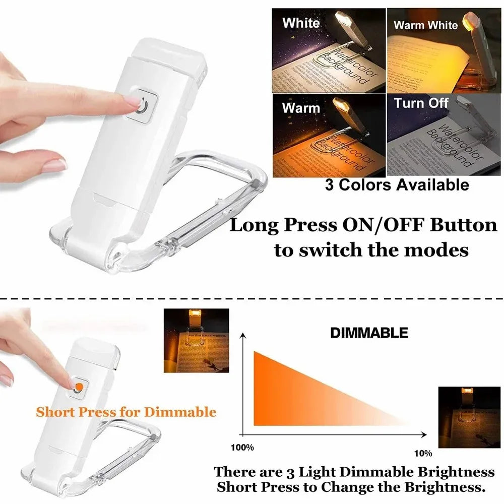 Mini Portable USB Rechargeable LED Clip Bookmark