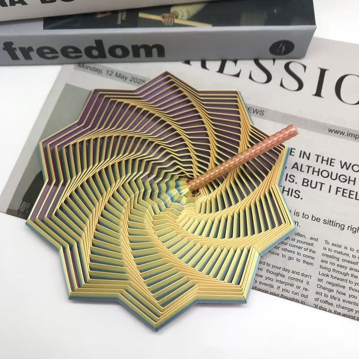 3D Printed Stress Relief Sensory Whirling Spiral with Handle