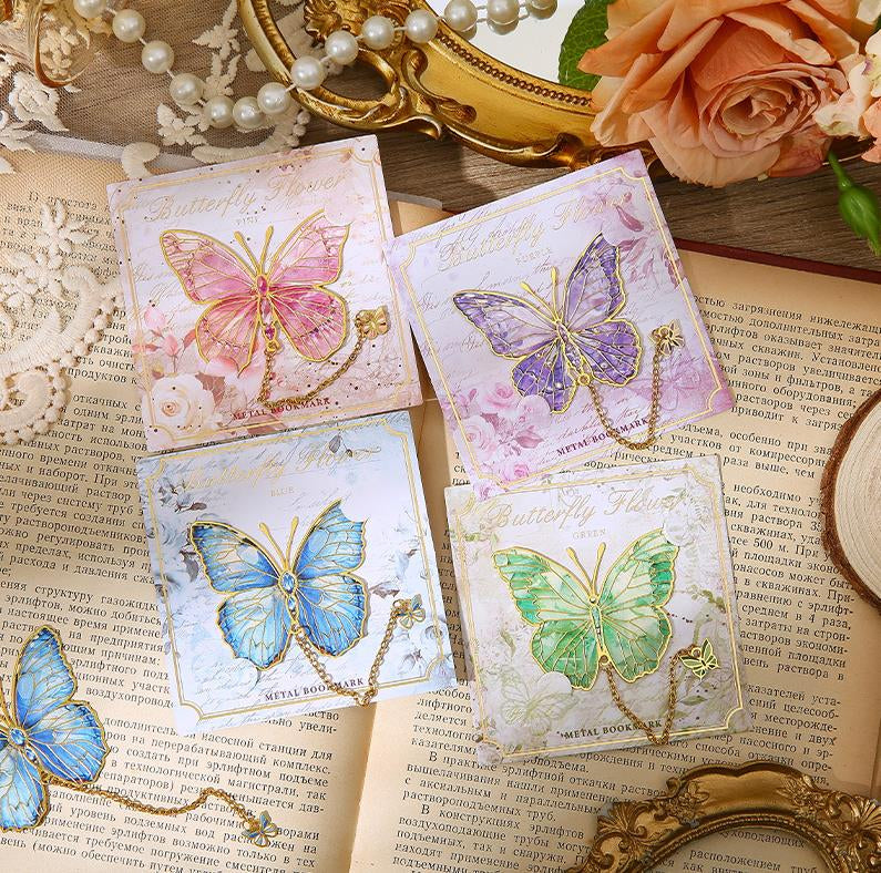 Colorful Butterfly Metal Crafts Bookmark With Pendant