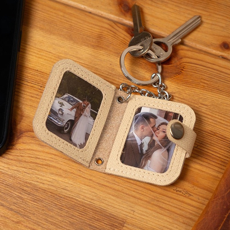Mini Photo Frame PU Leather Keychain