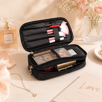 Luxury Quilted Travel Cosmetic Bag