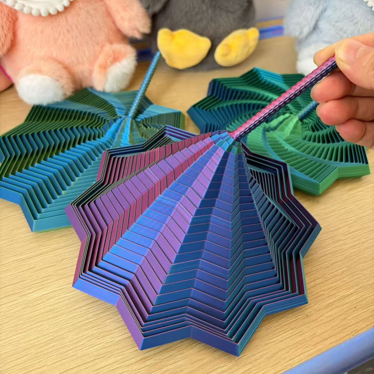 3D Printed Stress Relief Sensory Whirling Spiral with Handle