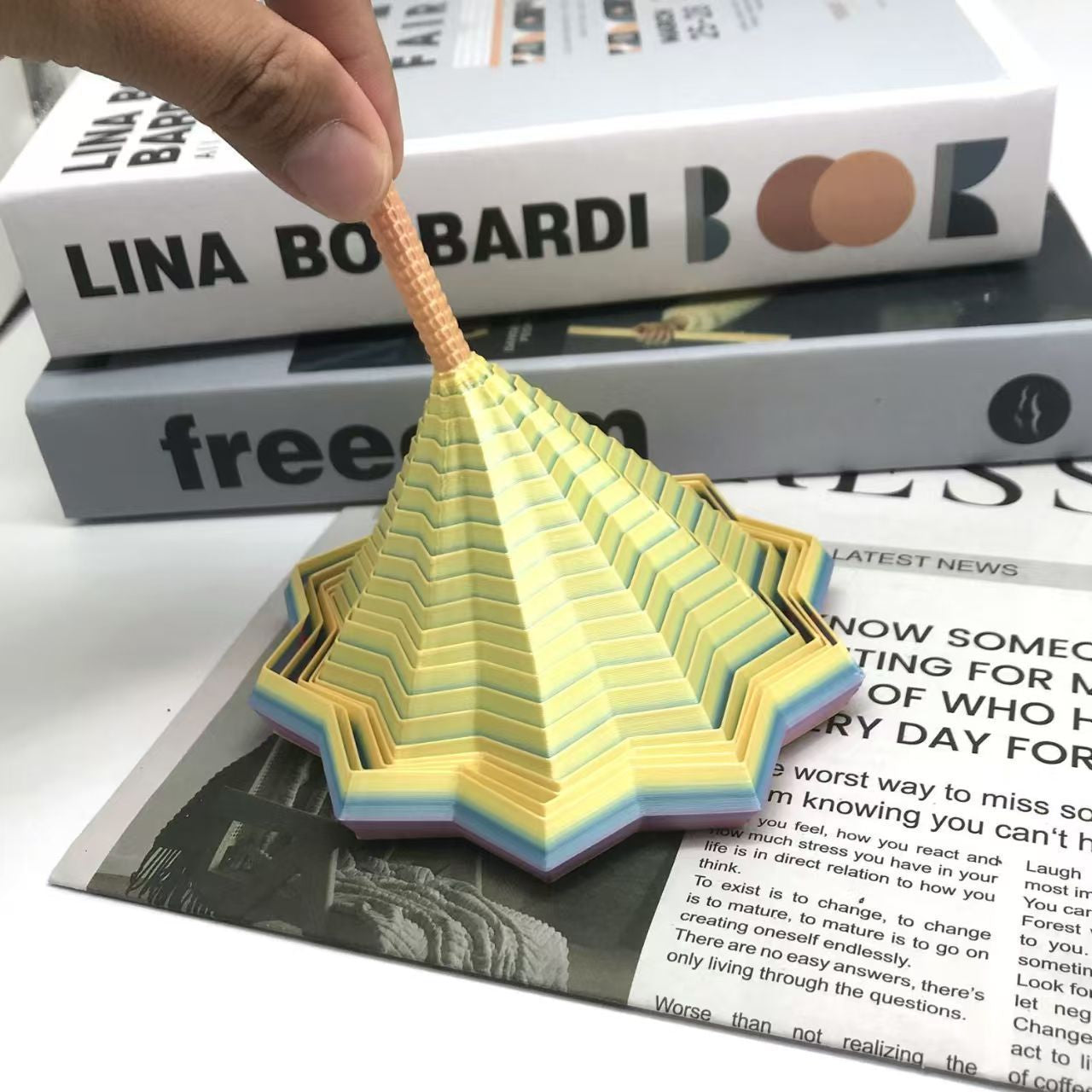 3D Printed Stress Relief Sensory Whirling Spiral with Handle