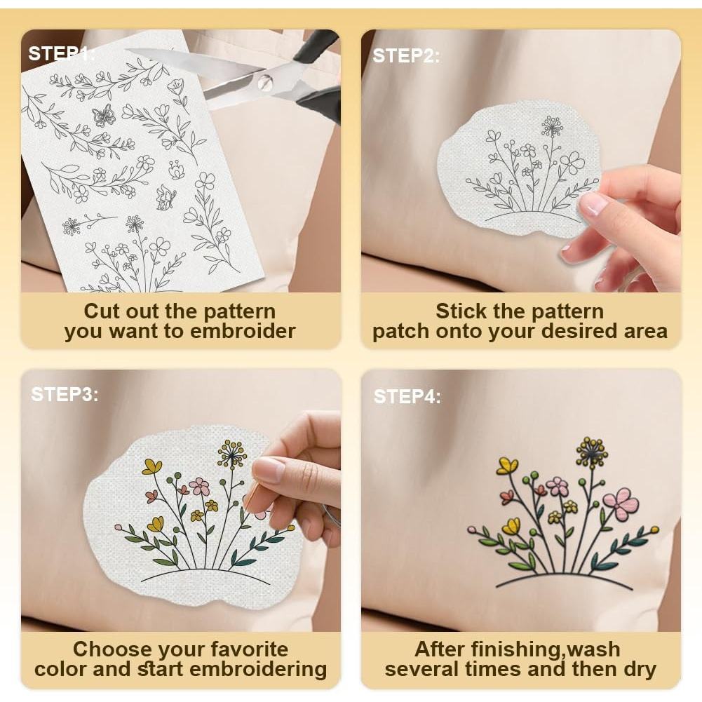 Water Soluble Flower Embroidery Sticker Sheets