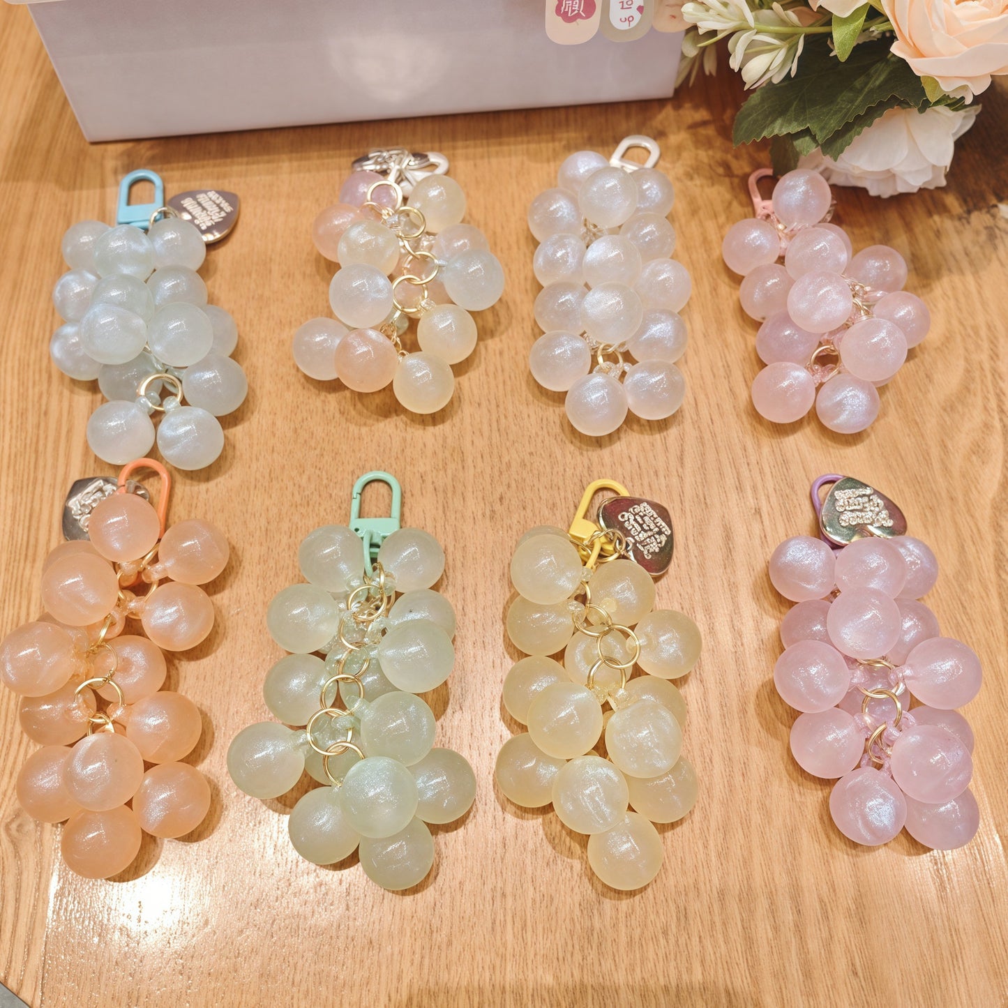 Crystal Acrylic Grape Cluster Keychain Pendant