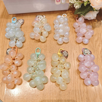 Crystal Acrylic Grape Cluster Keychain Pendant