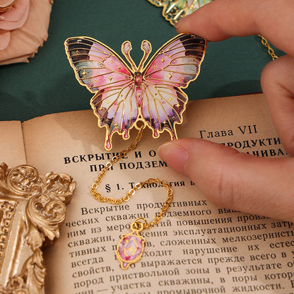 Colorful Butterfly Metal Crafts Bookmark With Pendant