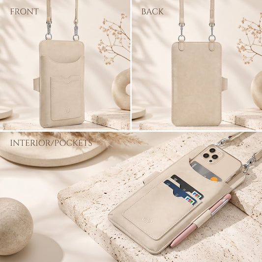 Luxury Beige Pearl Angeli Crossbody Phone Bag