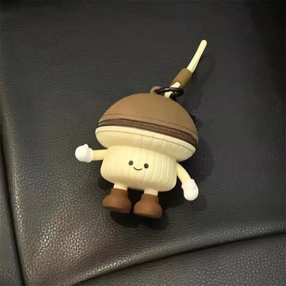 Cute Mushroom Silicone Mini Storage Keychain Bag