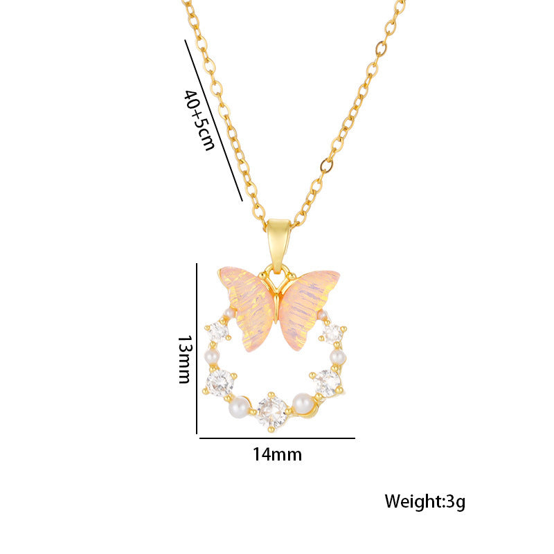 New Butterfly 18k Gold-Plated Zircon Necklace