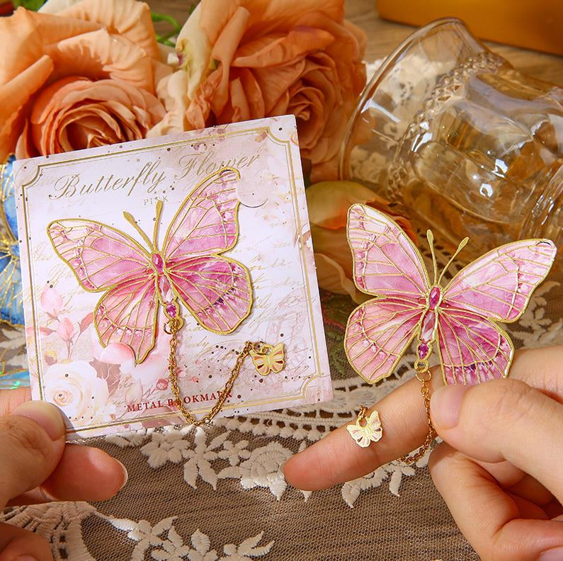 Colorful Butterfly Metal Crafts Bookmark With Pendant