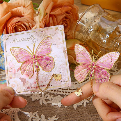 Colorful Butterfly Metal Crafts Bookmark With Pendant