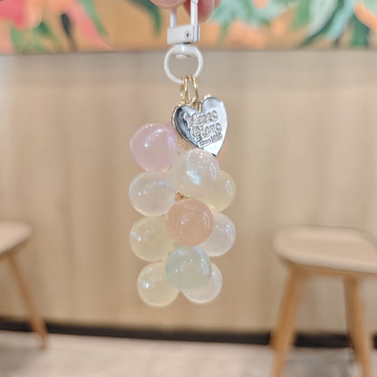 Crystal Acrylic Grape Cluster Keychain Pendant