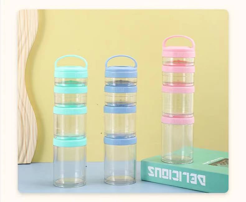 Portable 4 Layer Stackable Food Storage Container