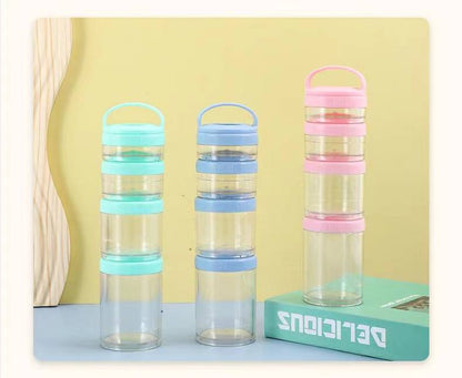 Portable 4 Layer Stackable Food Storage Container