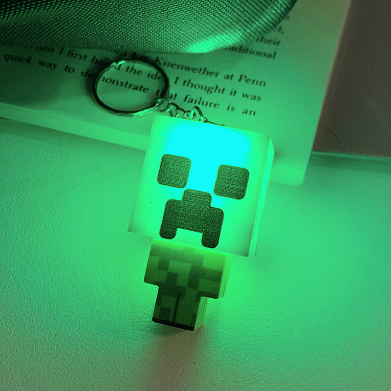 Minecraft Light Keychain Novelty Pendant Cartoon