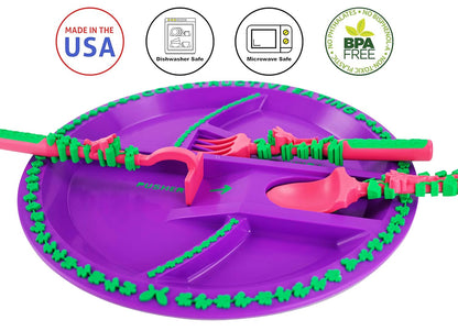 Constructive Eating Plate and Utensils Set