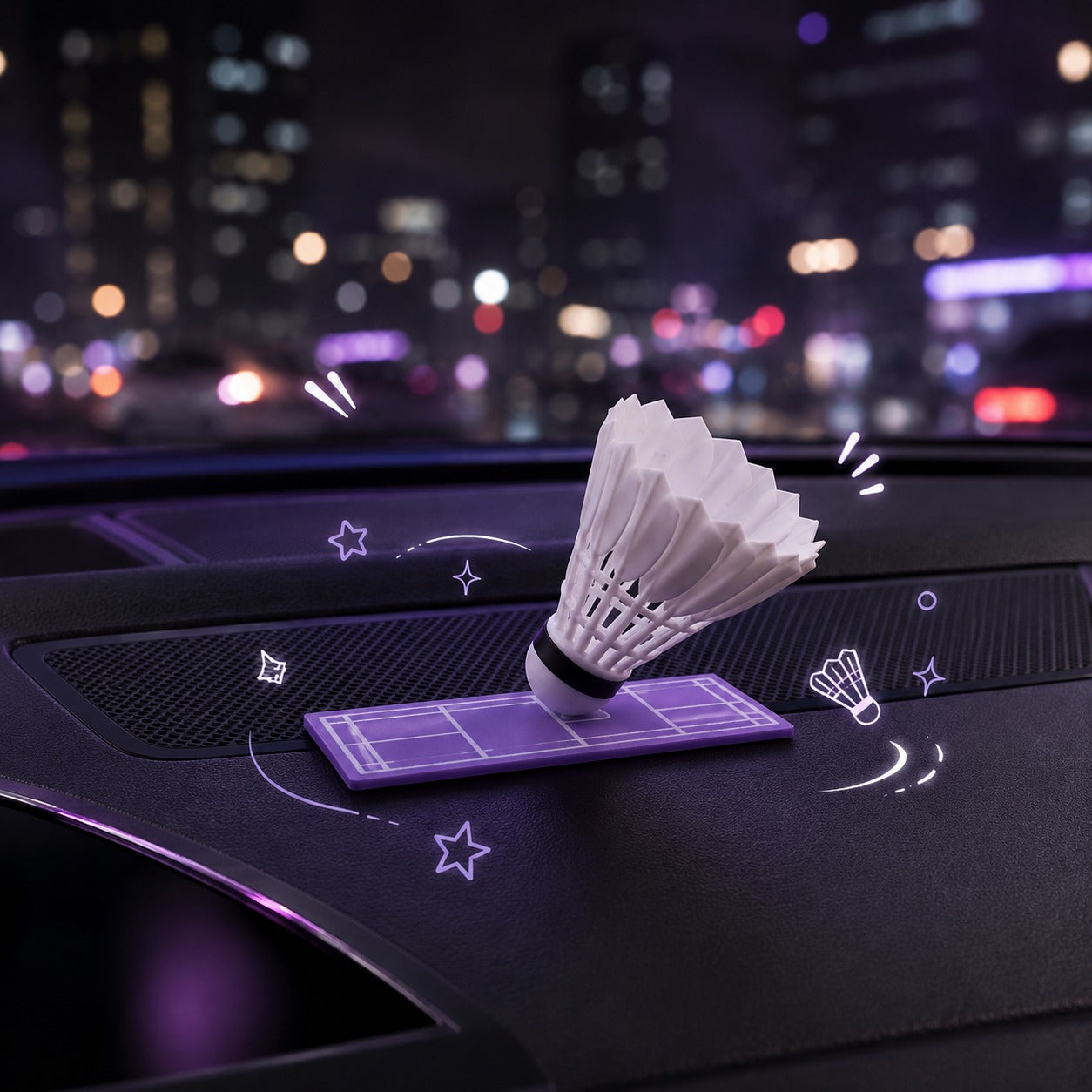 Sporty 360° Swivel Shuttlecock Dashboard Figurine