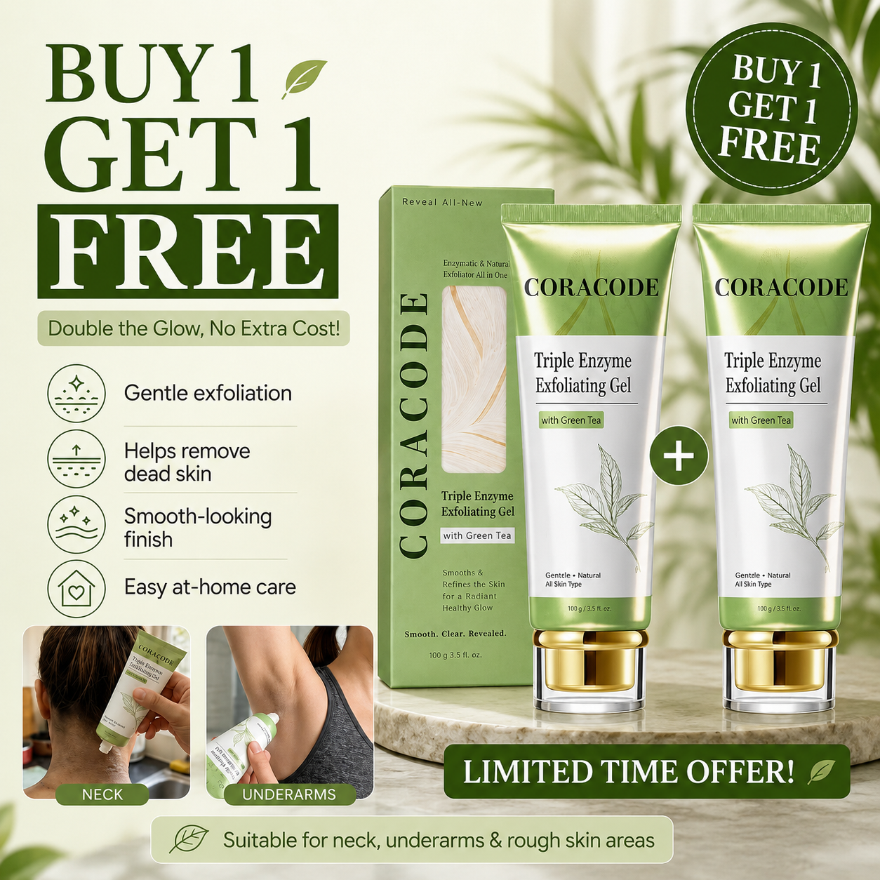 Coracode Triple Enzyme Exfoliating Gel with Green Tea Effect