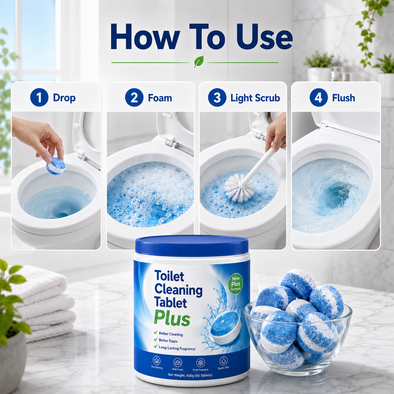 Toilet Cleaning Tablet Plus
