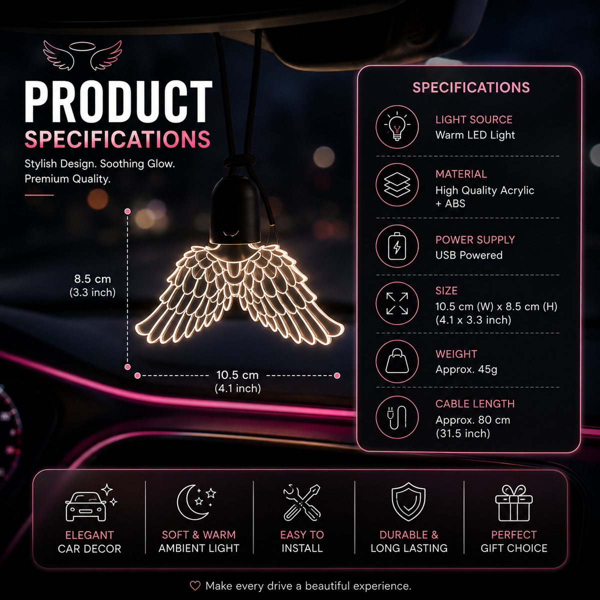 Angel Wings Car Hanging Light