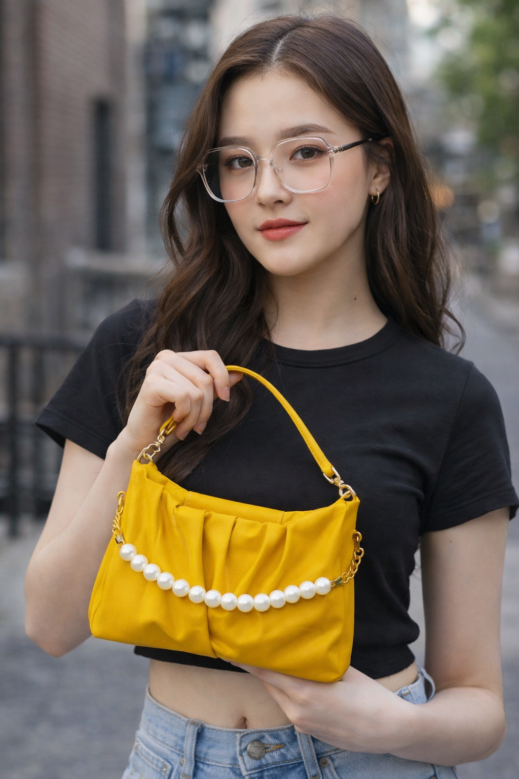 Ladies Shoulder Pearl Style Bag
