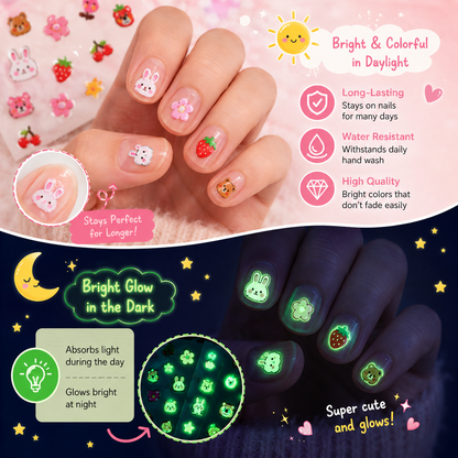 Glowing Cute Nail Stickers - Self Adhesive