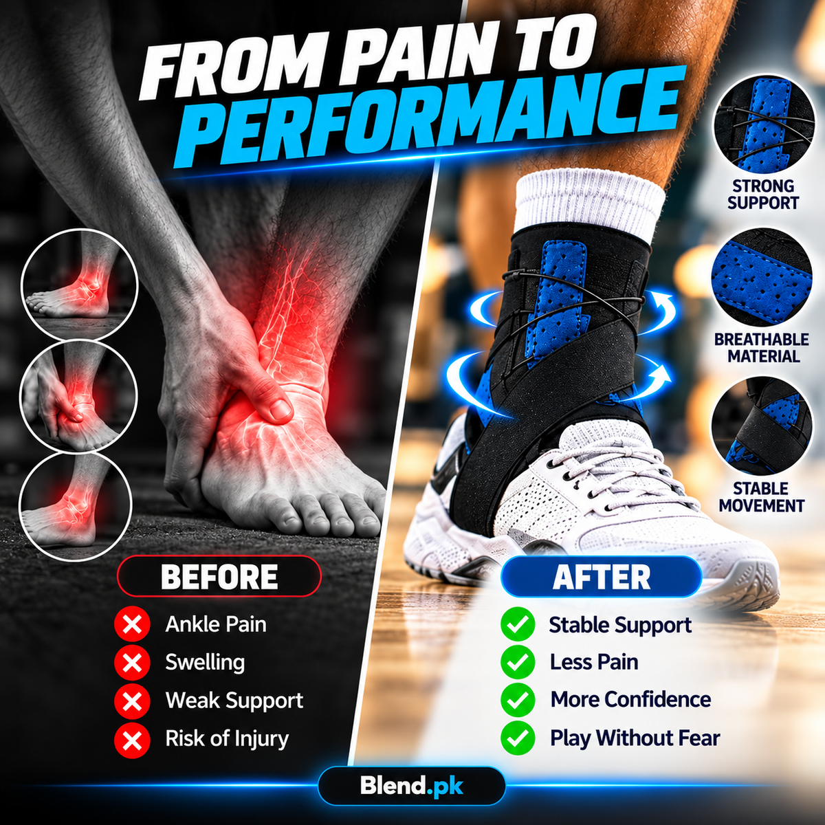 ProFit 360° Sports Ankle Support Brace – Adjustable Ankle Stabilizer for Men & Women