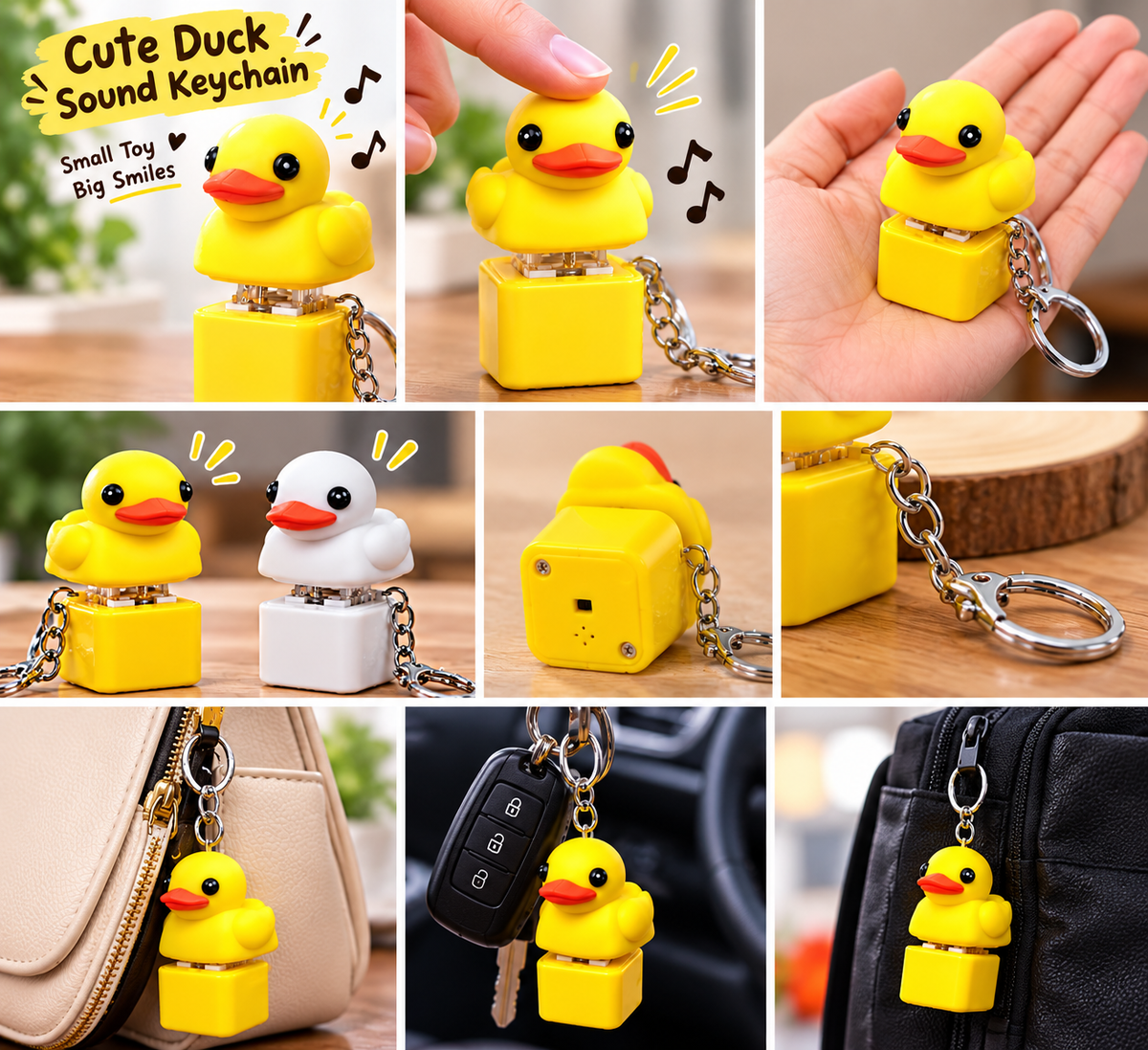 🐥 Cute Yellow Duck Sound Keychain