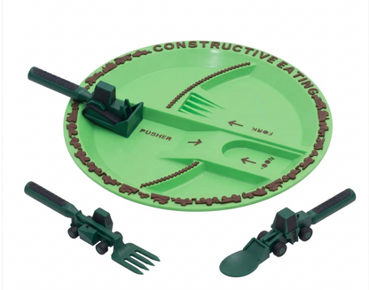 Constructive Eating Plate and Utensils Set