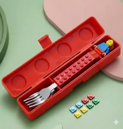 Building Blocks Design Stainless Steel Spoon and Fork Set
