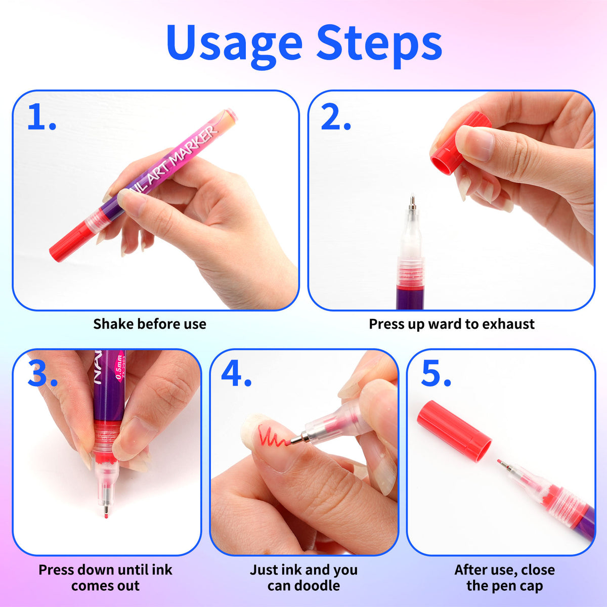 12 Colors Nail Art Marker Pen Set